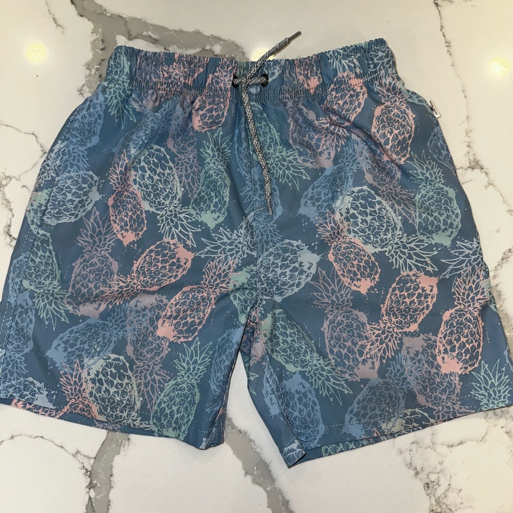 Boys Blue Pineapple Print Swim Trunks size 14
